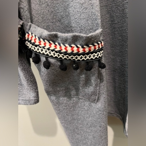 Womens Purfle Patchwork Tassels Knit Cardigan with Pockets LightGray, Small - Picture 2 of 7